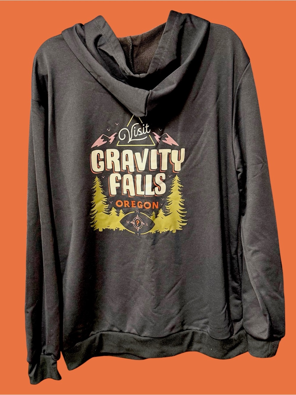 Gravity Falls Oregon men’s size XXL sweatshirt hoodie charcoal grey back logo